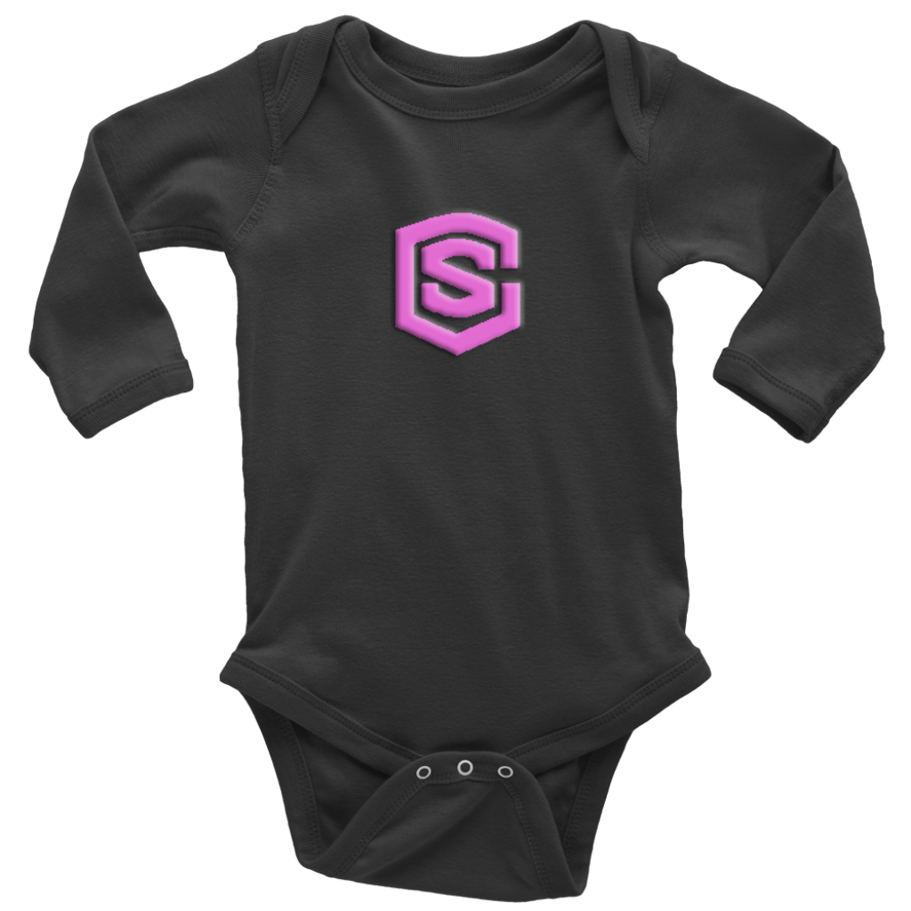 Long Sleeve Baby Bodysuit WITH PINK LOGO