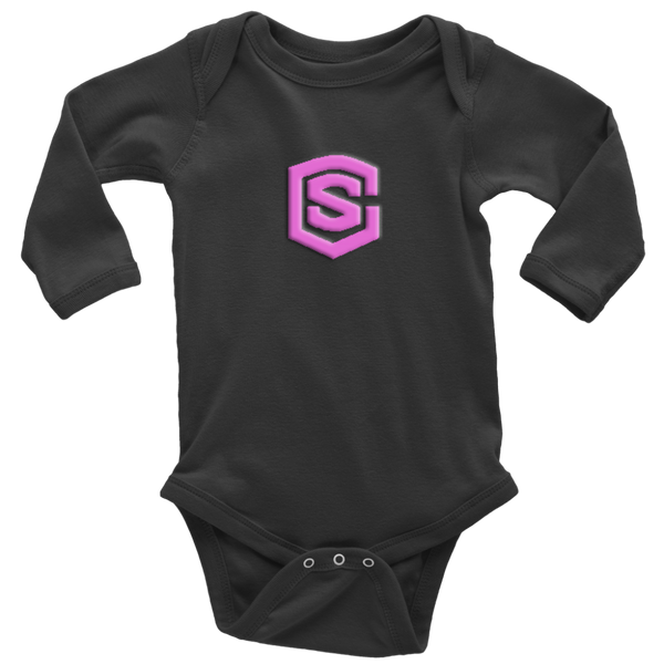 Long Sleeve Baby Bodysuit WITH PINK LOGO