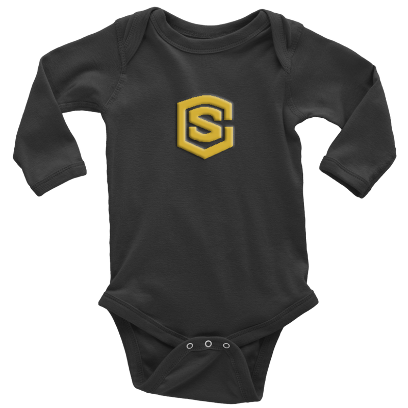 Long Sleeve Baby Bodysuit WITH GOLD LOGO