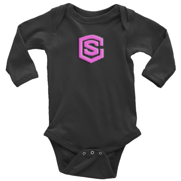 Long Sleeve Baby Bodysuit WITH PINK LOGO