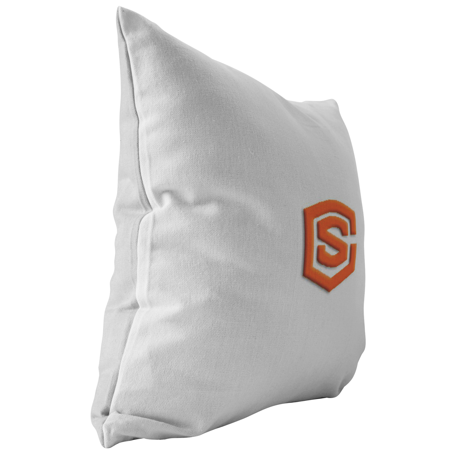 WHITE PILLOW ORANGE LOGO