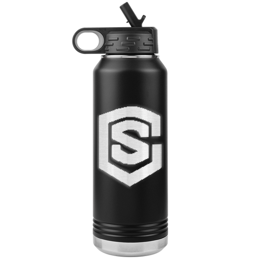 32oz WATER BOTTLE TUMBLER SILVER LOGO