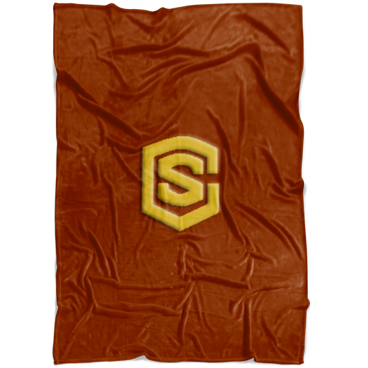 Brown Fleece Blanket Gold Logo